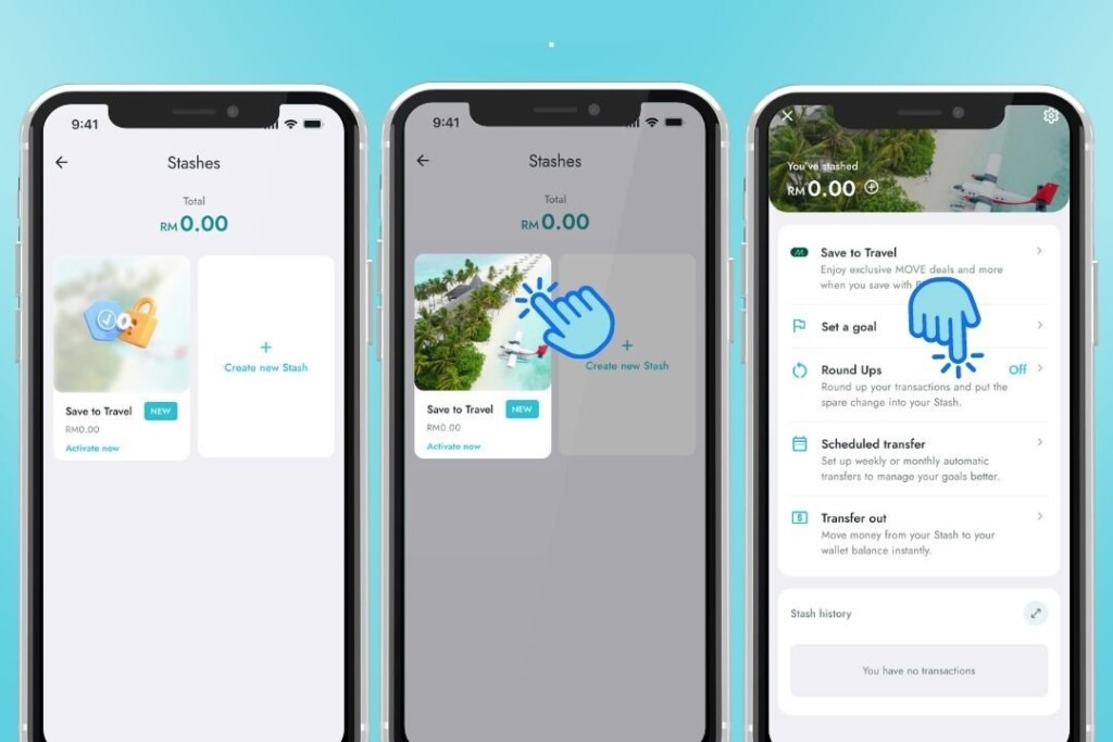 BigPay Save To Travel Stash steps