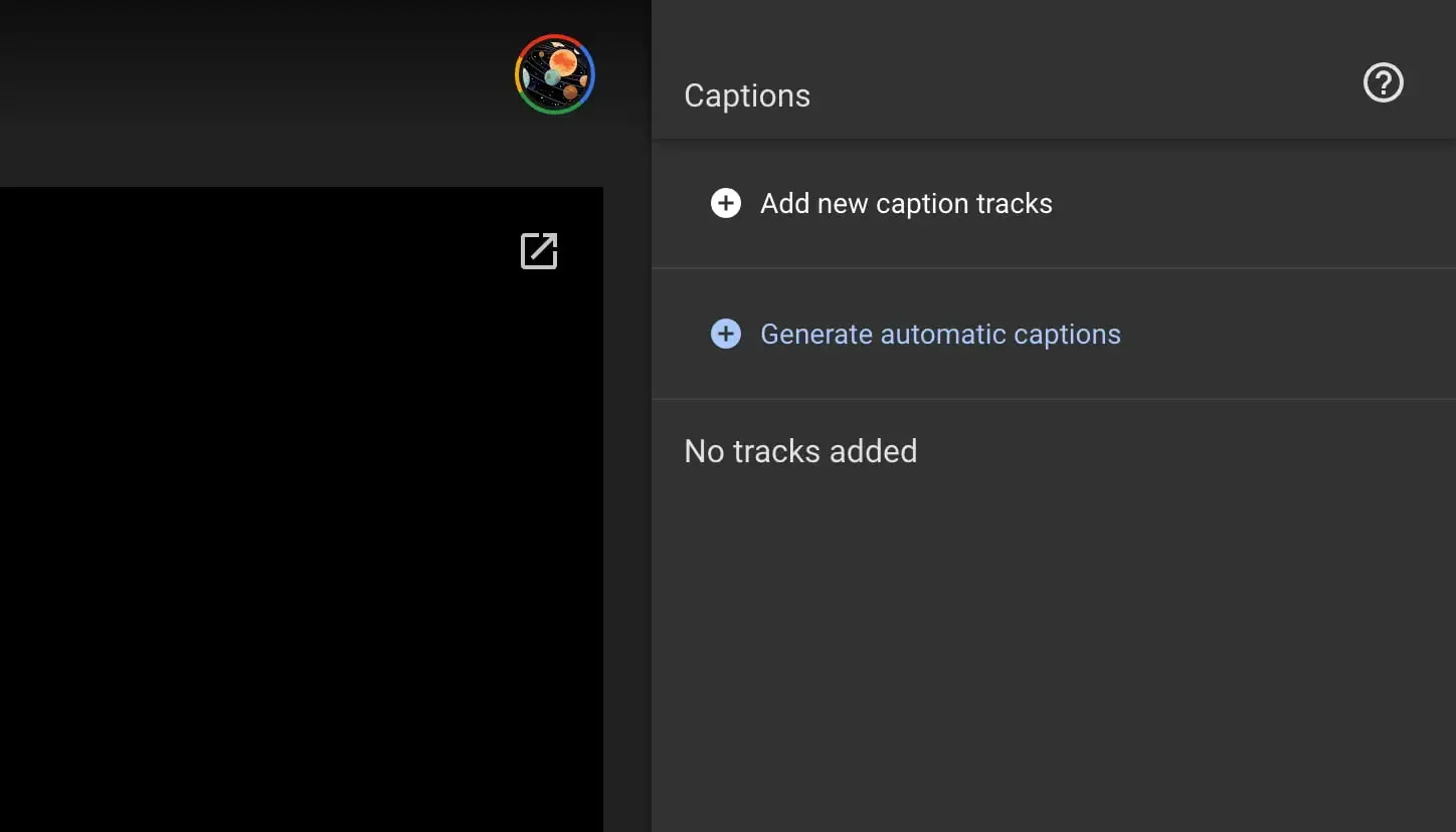 Google Drive captions