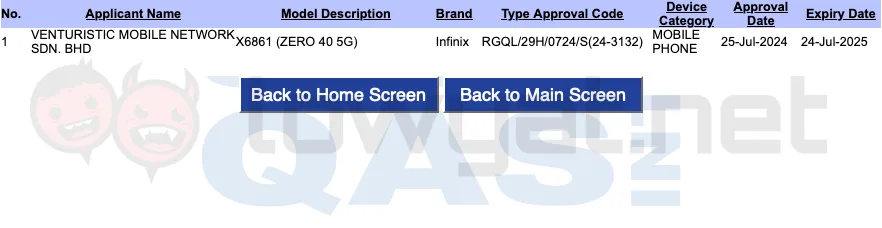 Infinix Zero 40 SIRIM