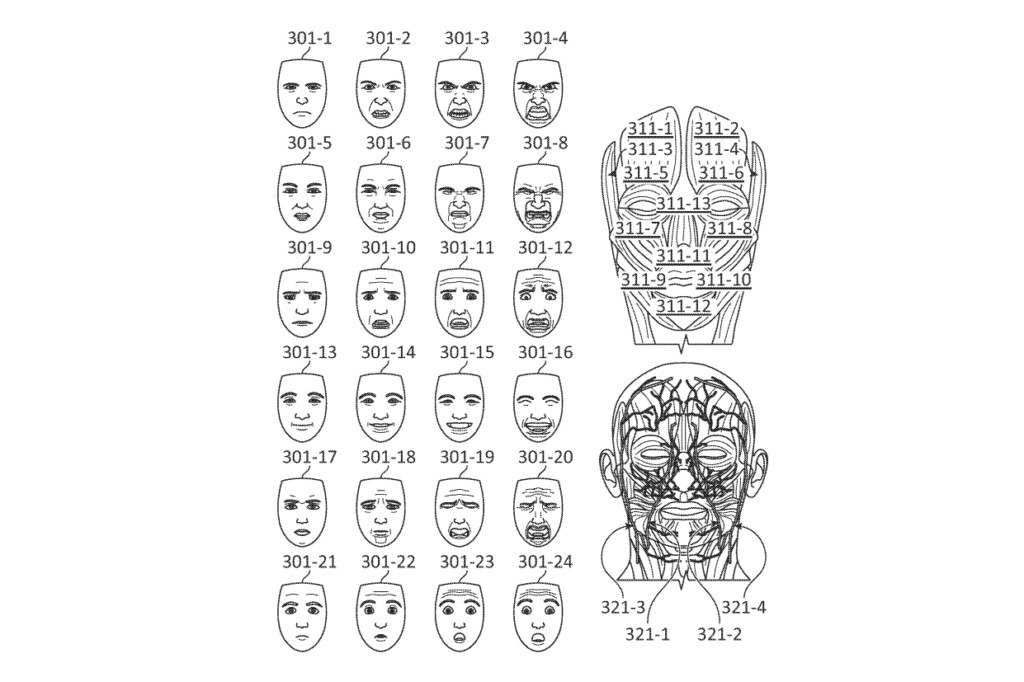 Meta headset patent face muscle tracking