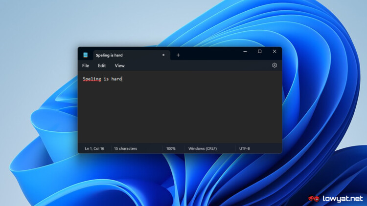 Notepad new spell check autocorrect features