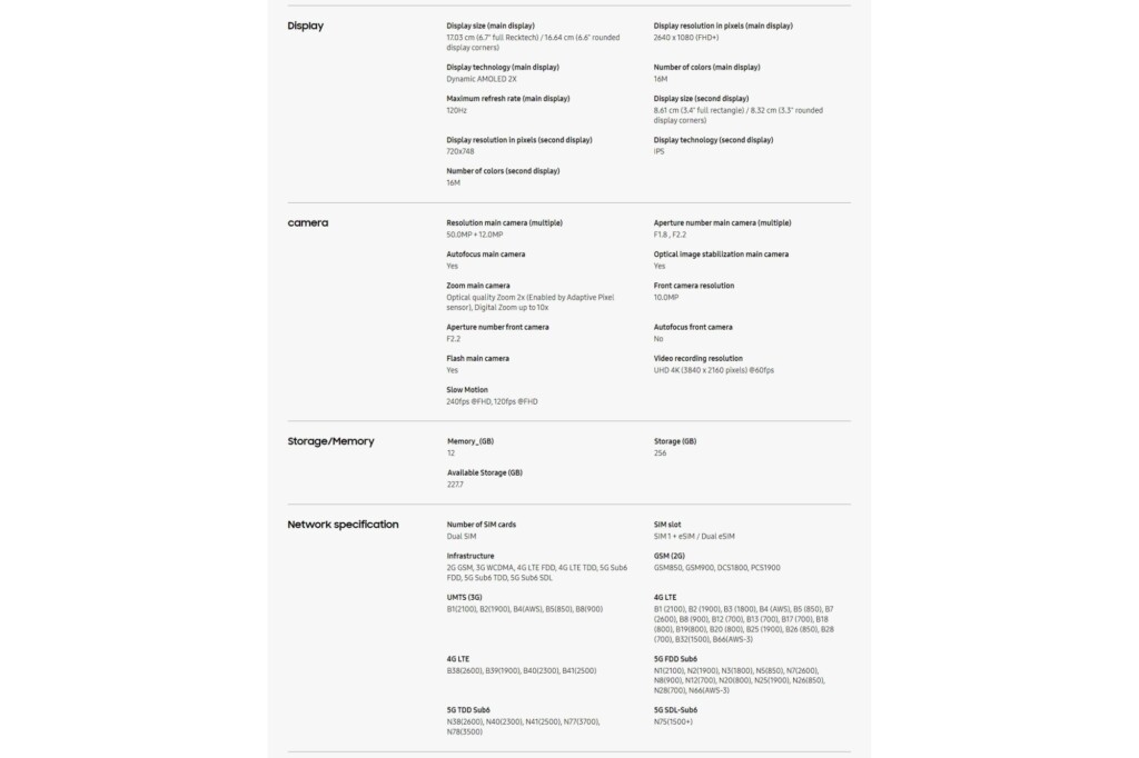 Samsung Galaxy Z Flip6 official page leak specs