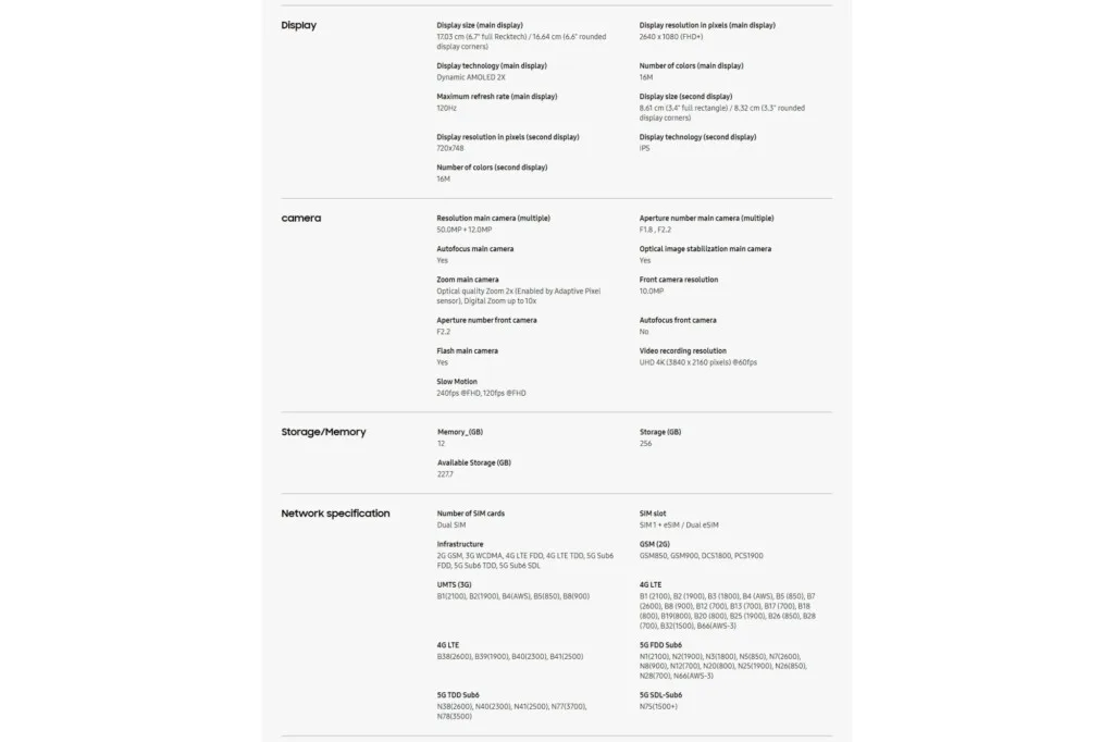 Samsung Galaxy Z Flip6 official page leak specs