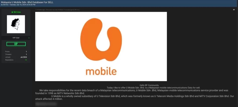 U Mobile hack breachforums