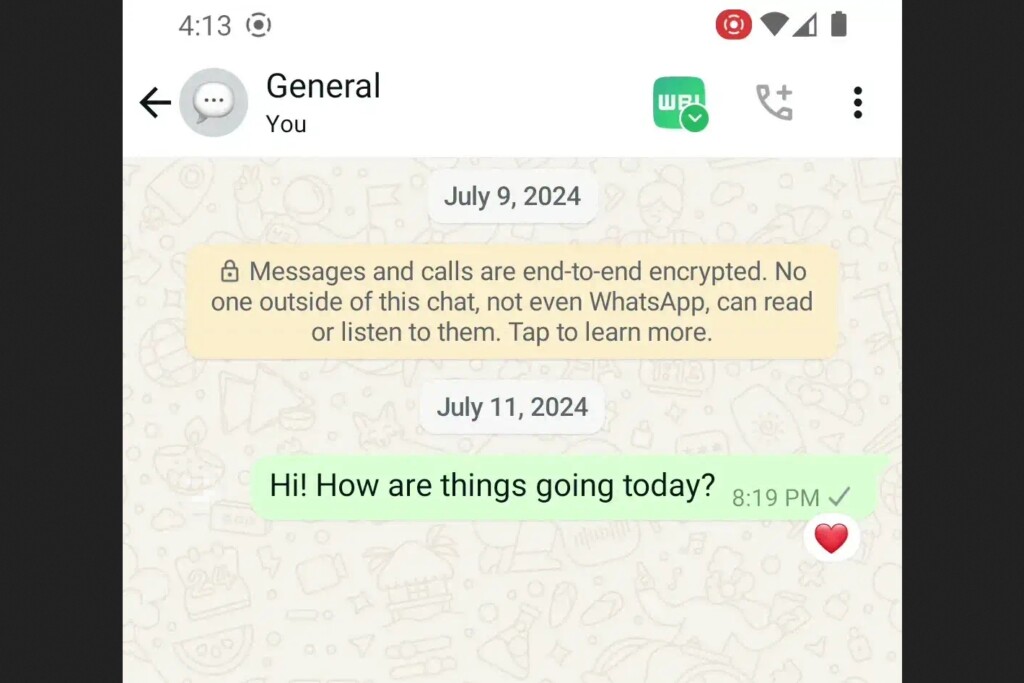 WhatsApp double-tap heart emoji