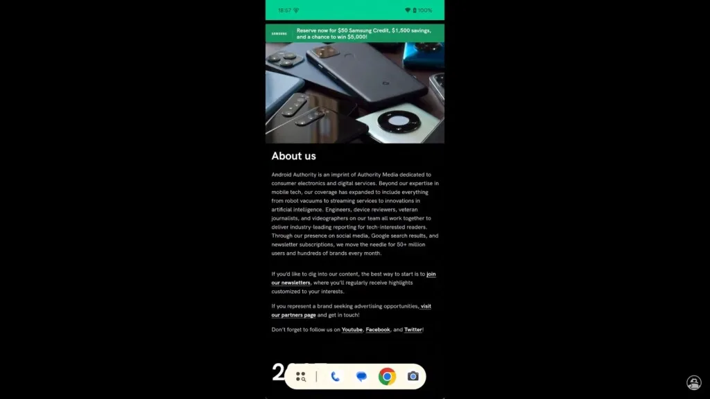 Android 15 beta 4 phone taskbar