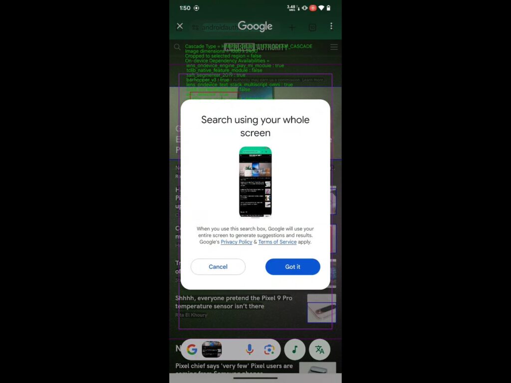 Circle to Search fullscreen