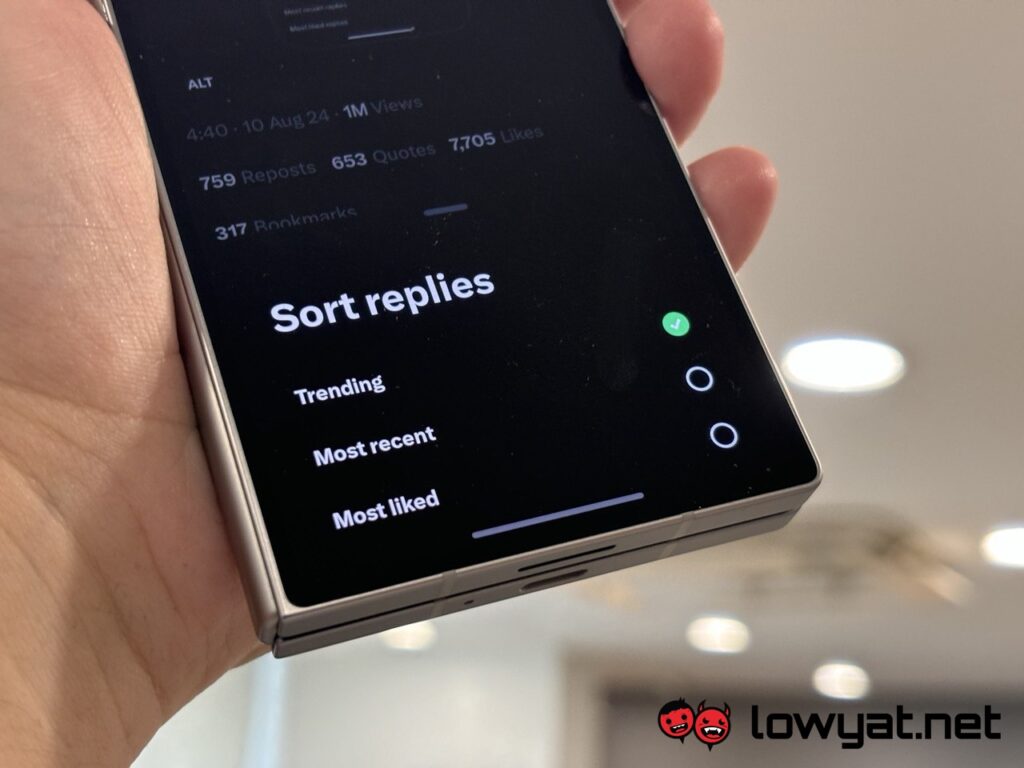 X sort replies android