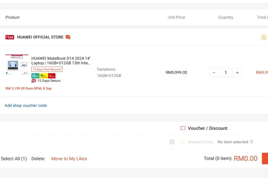 Huawei MateBook D 14 price crop
