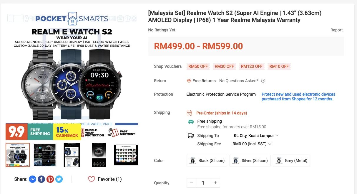 realme Watch S2 Malaysia Price