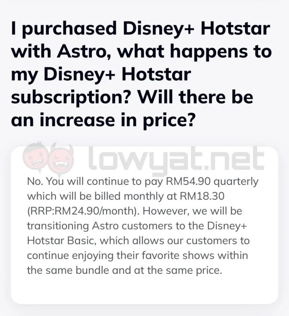Astro changes Distney Plus Hotstar offering to basic tier
