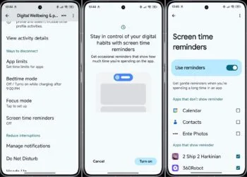 Android Digital Wellbeing Screen time reminders