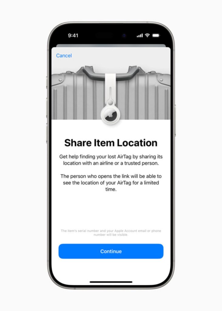 Apple new Share Item Location feature for Find My