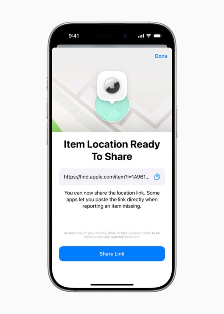 Apple new Share Item Location feature for Find My