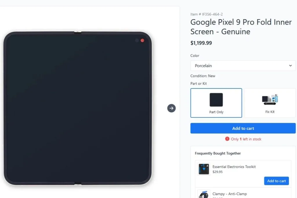 Google Pixel 9 Pro Fold inner screen price