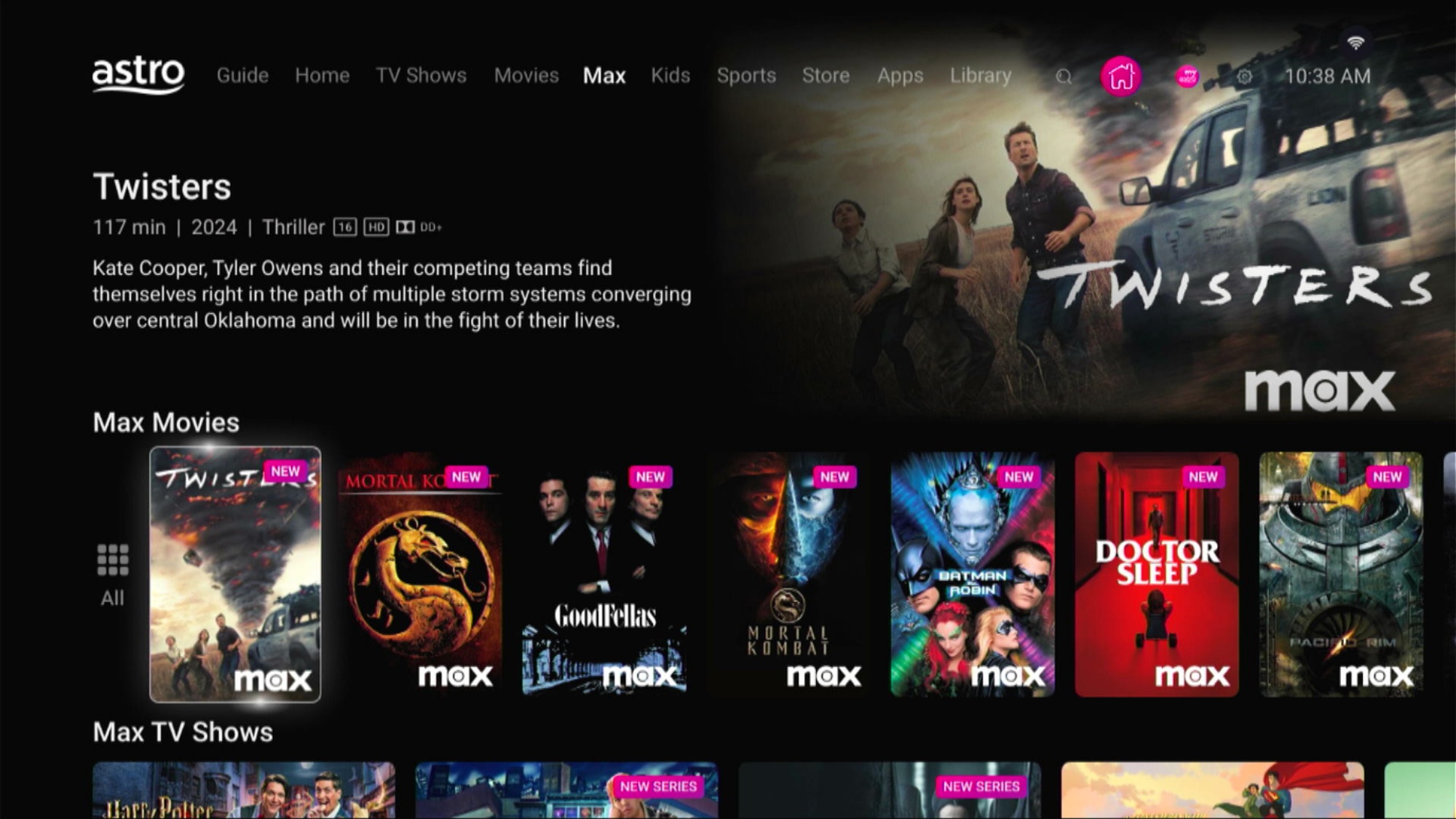 max now available via astro