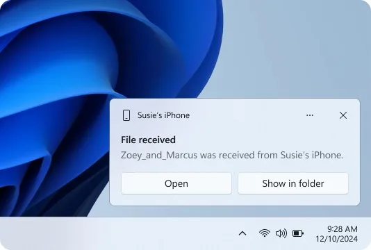 Microsoft Windows Share File iPhone Phone Link