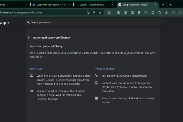 Google Chrome AI passwords
