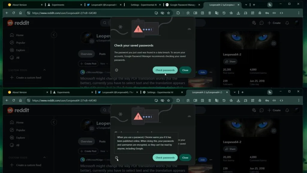 Google Chrome AI passwords