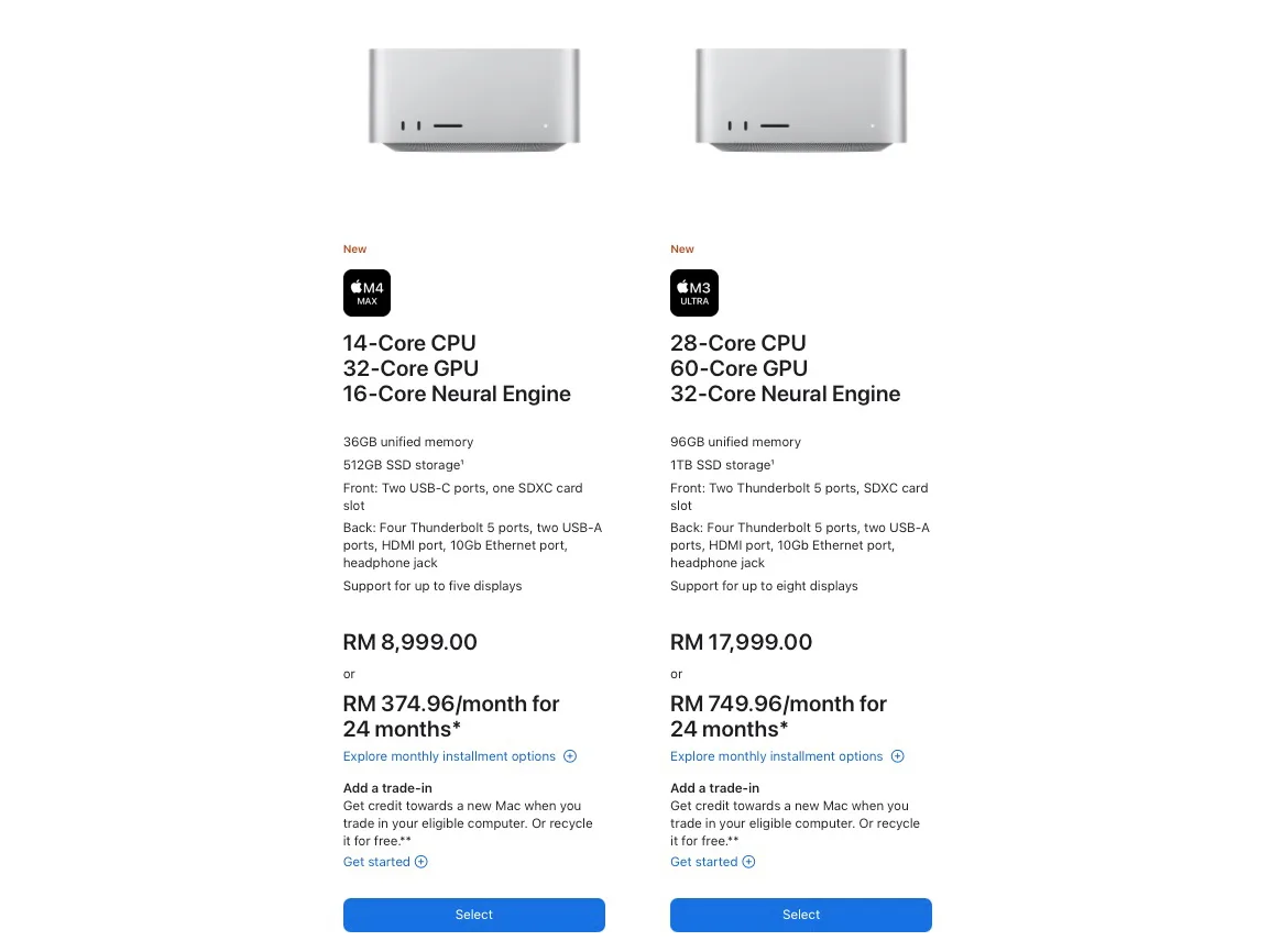 Apple Mac Studio M4 Max M3 Ultra