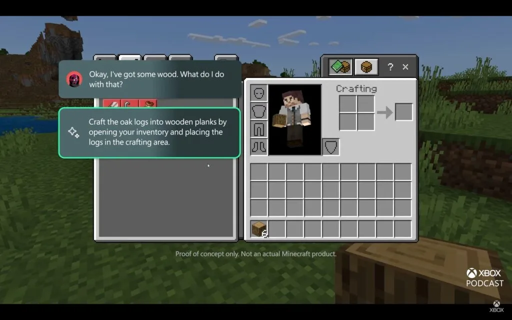 Microsoft Copilot for Gaming proof of concept Minecraft