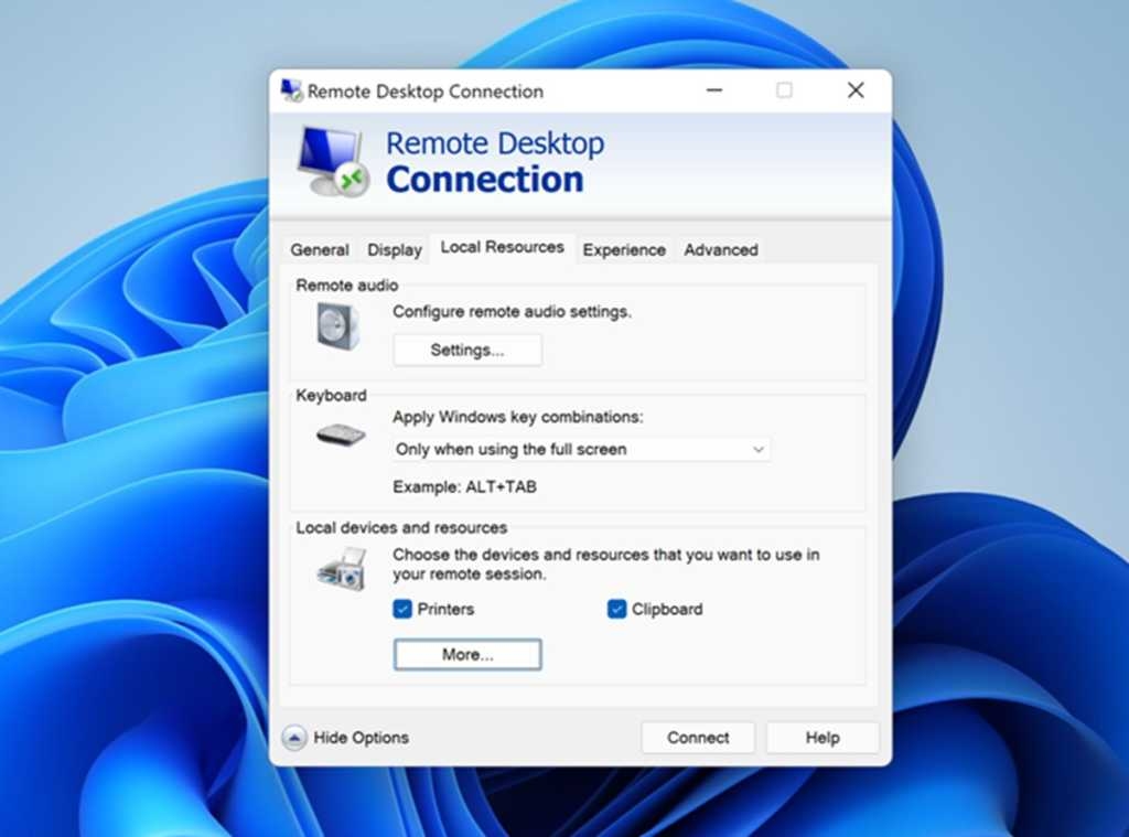 Microsoft Remote Desktop Connection screenshot