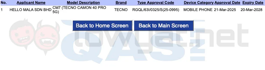 Tecno Camon 40 Pro 5G SIRIM