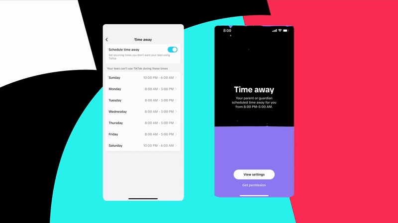 TikTok parental controls Time Away