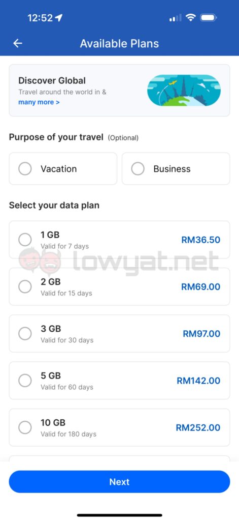tng ewallet travel esim service