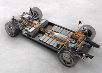 Example of EV car with batteries