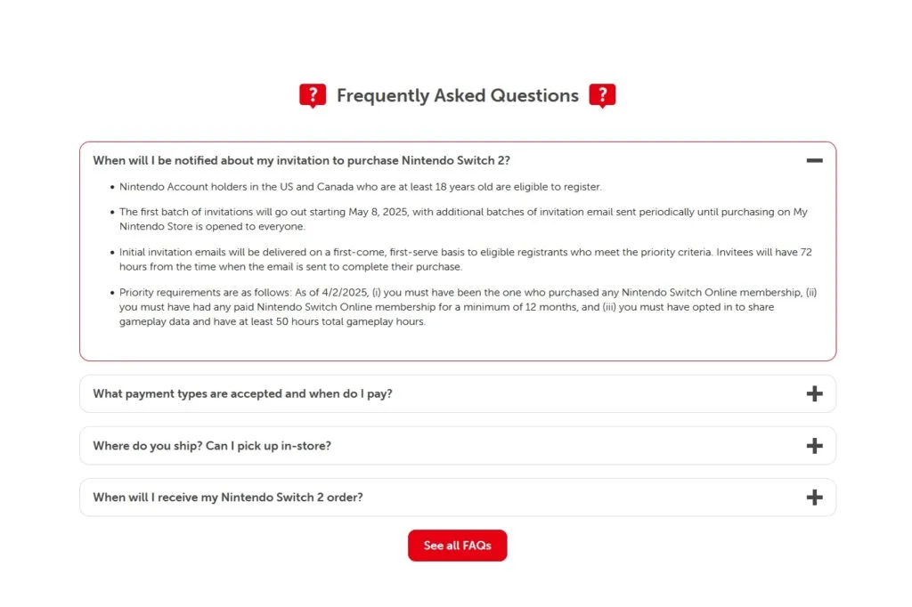 Nintendo Switch 2 US pre-order