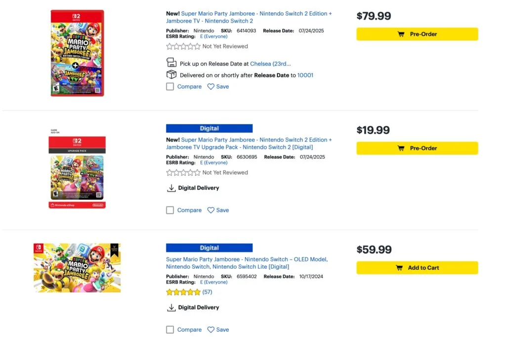 Super Mario Party Jamboree editions