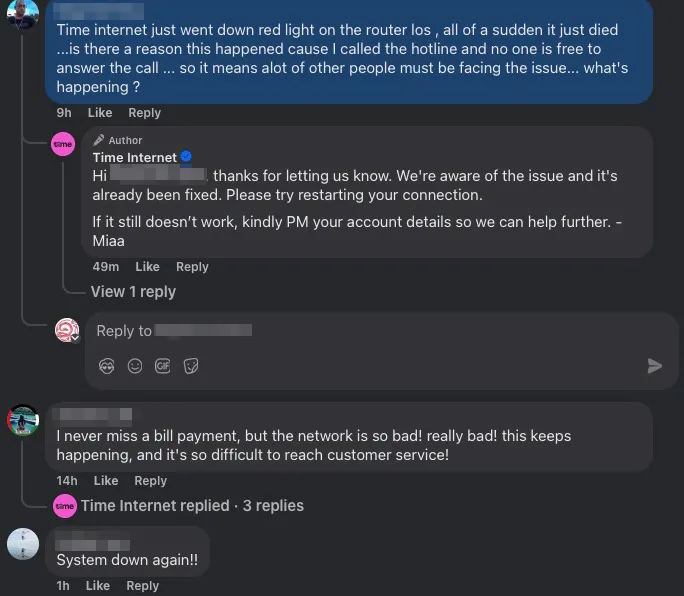 Time internet outage