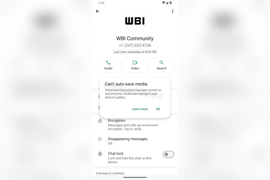 WhatsApp beta privacy meda auto-save
