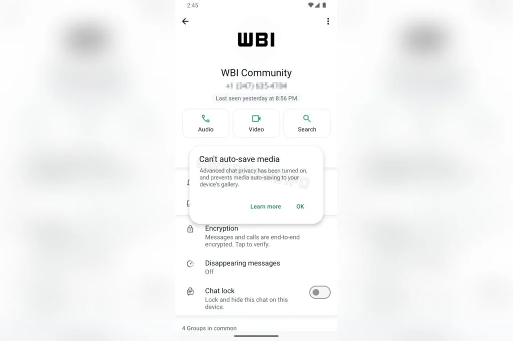 WhatsApp beta privacy meda auto-save