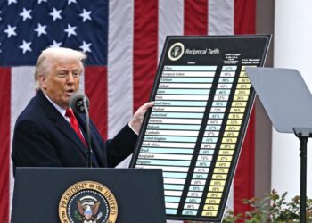 Donald Trump announcing the tariffs