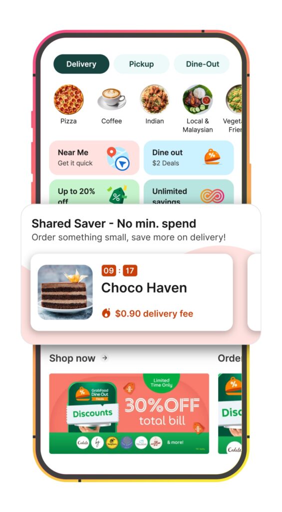 grab new food delivery features shared saver