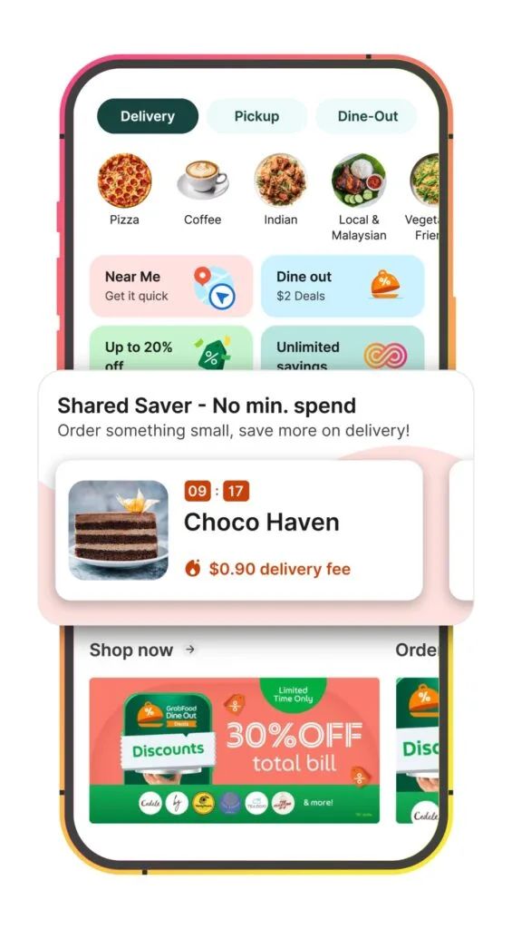 grab new food delivery features shared saver