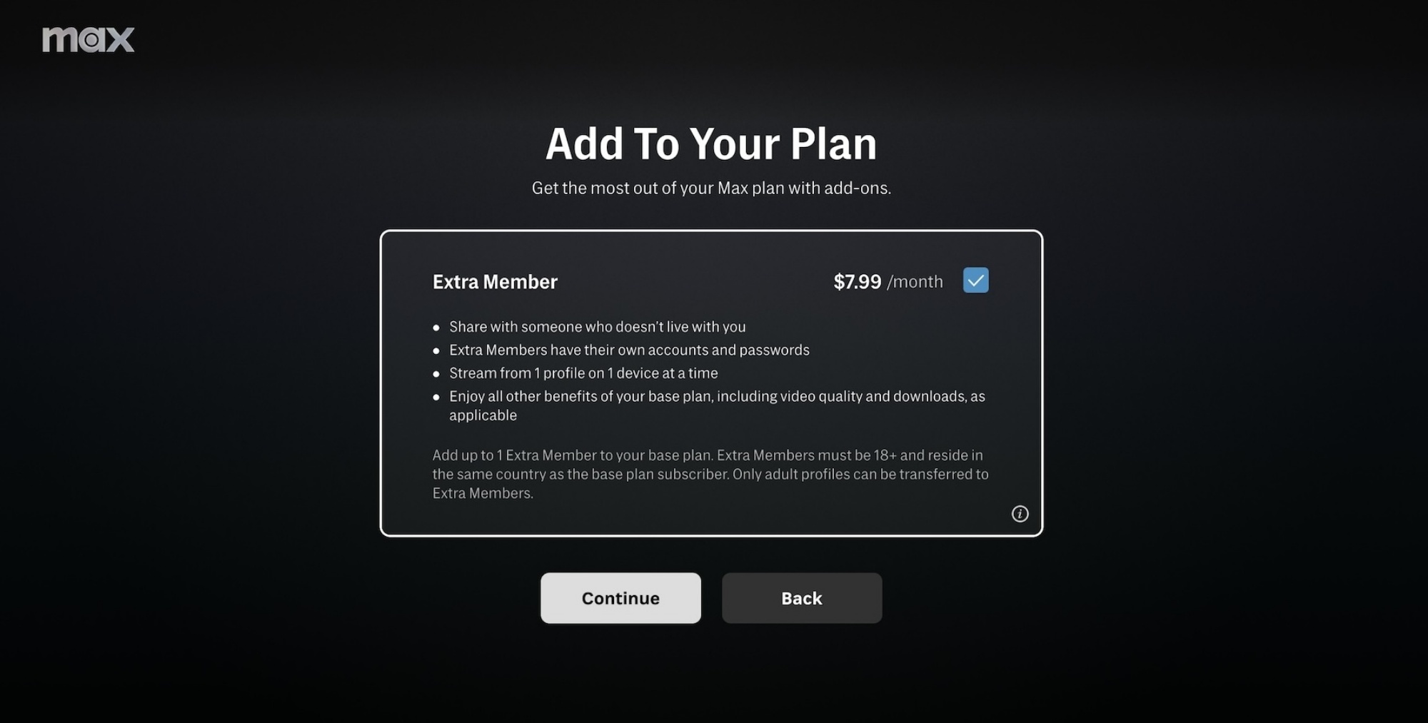 Max member add-on