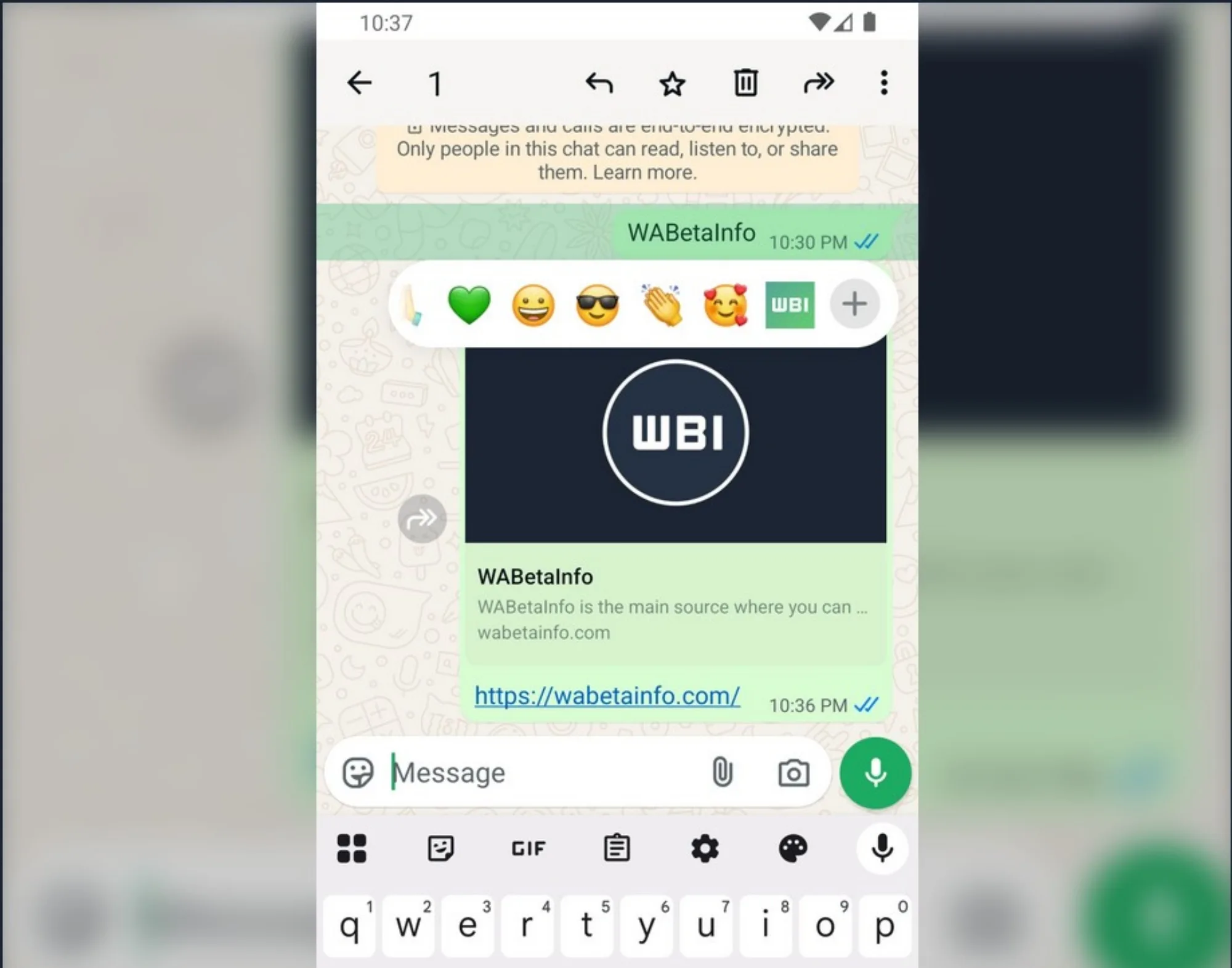WhatsApp sticker reactions