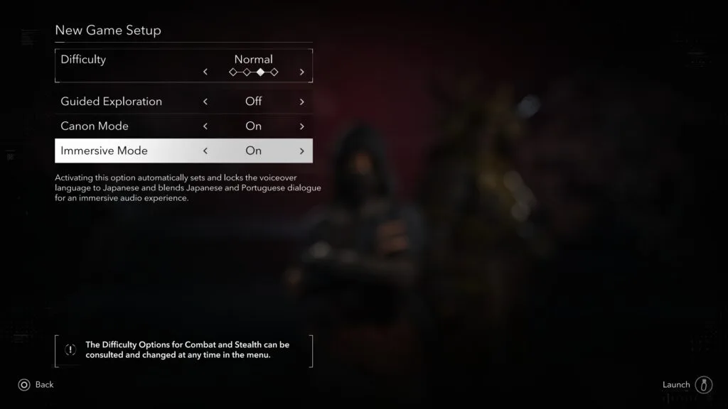 Assassin's Creed Shadows immersive mode