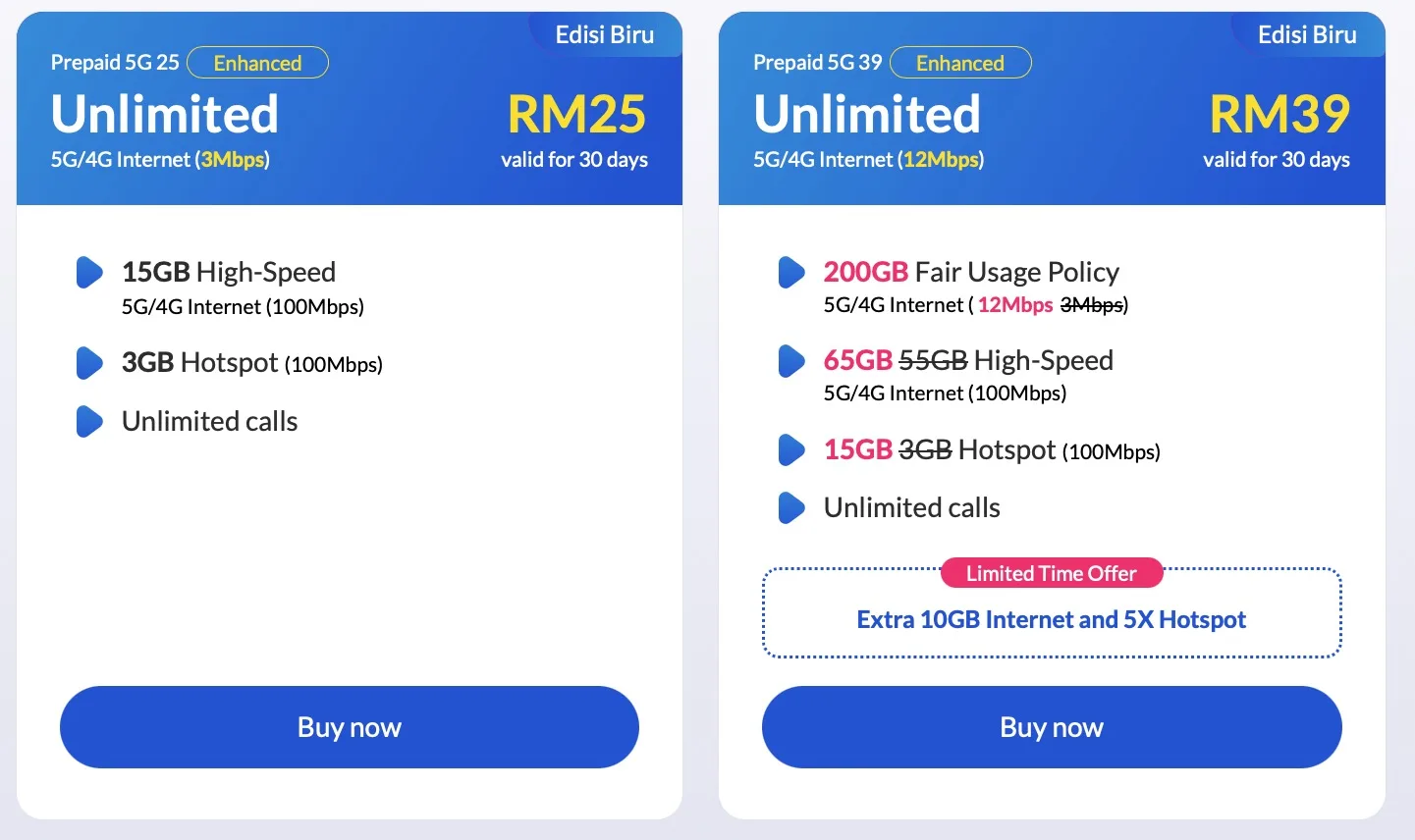 CelcomDigi Prepaid 5G 25 Edisi Biru