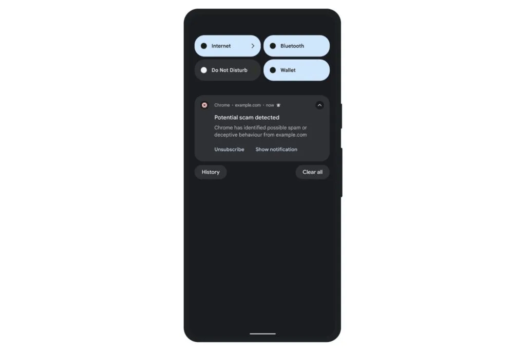 Google Chrome Android AI notification