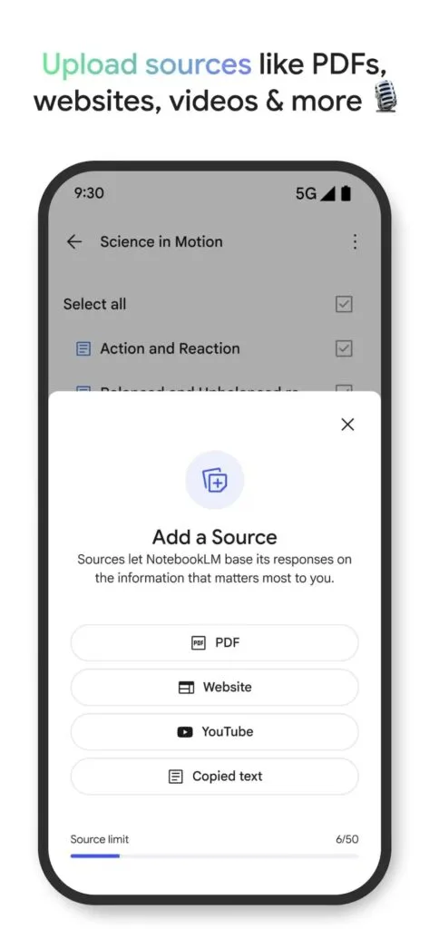 Google NotebookLM mobile app
