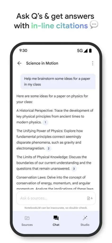 Google NotebookLM mobile app