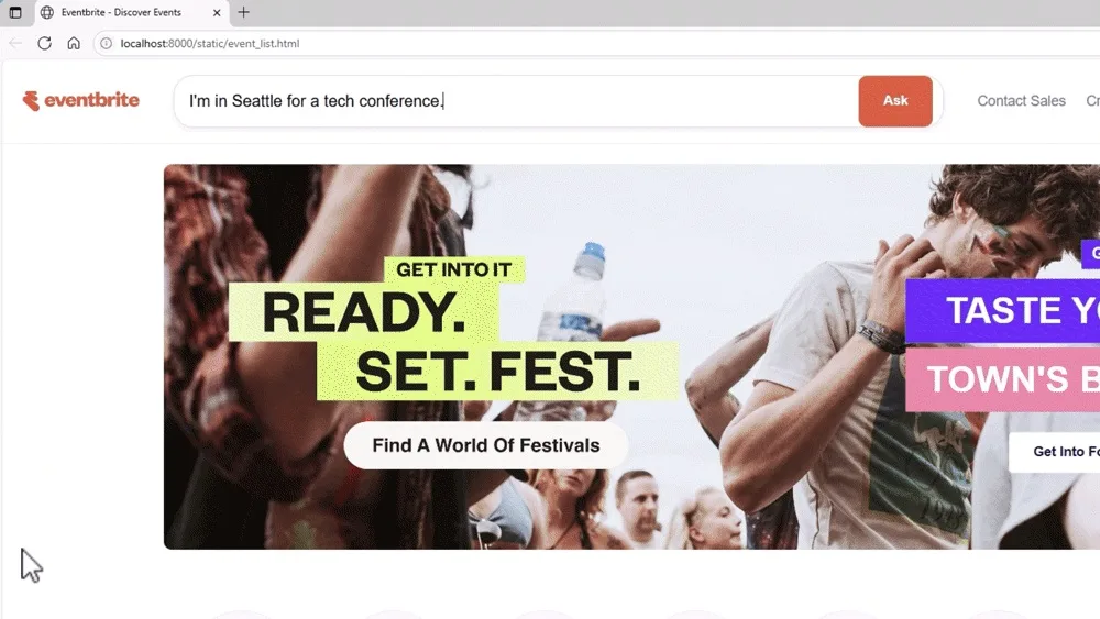 Microsoft NLWeb example Eventbrite 1