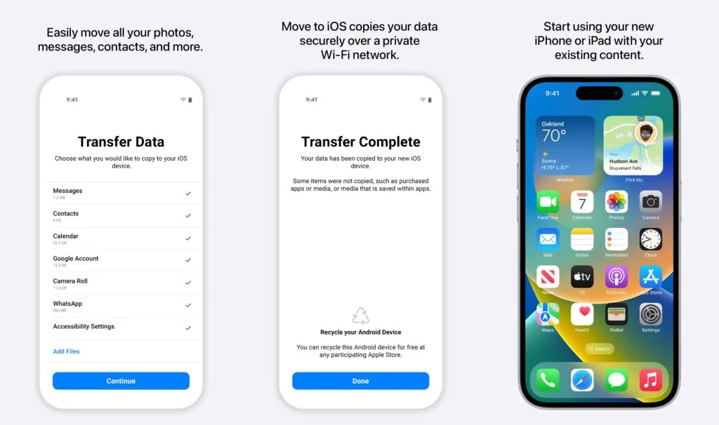 Move to IOS screens