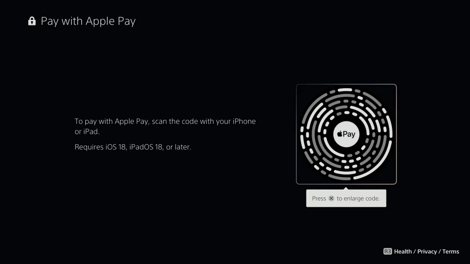 Sony PS5 Apple Pay support