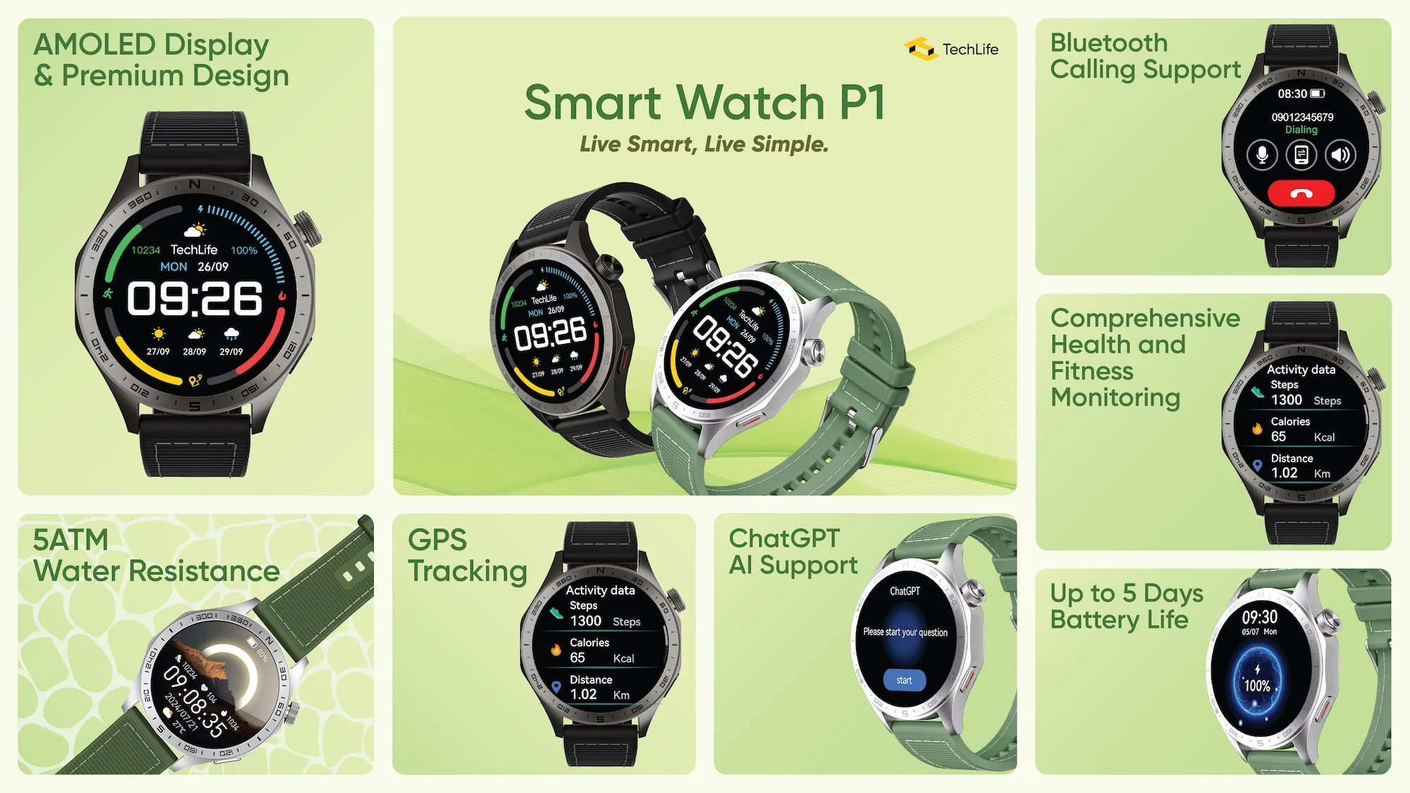 TechLife Smart Watch P1