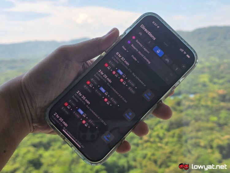 apple maps transit directions support malaysia